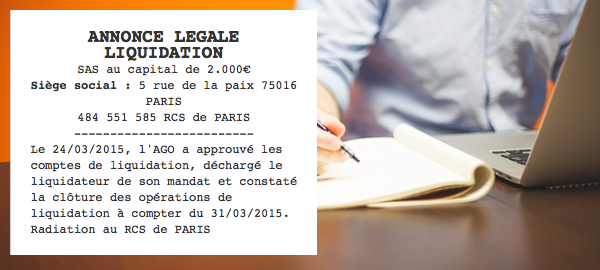 annonce legale liquidation